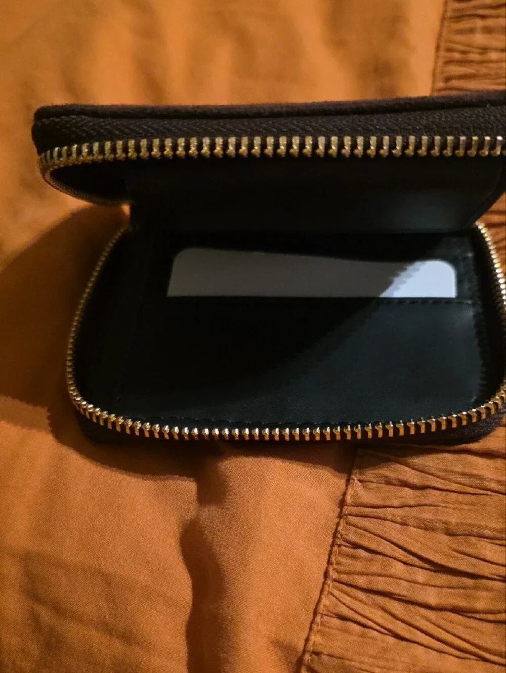 GUESS Black& Brown Suede Wallet with Crystal Logo Emblem